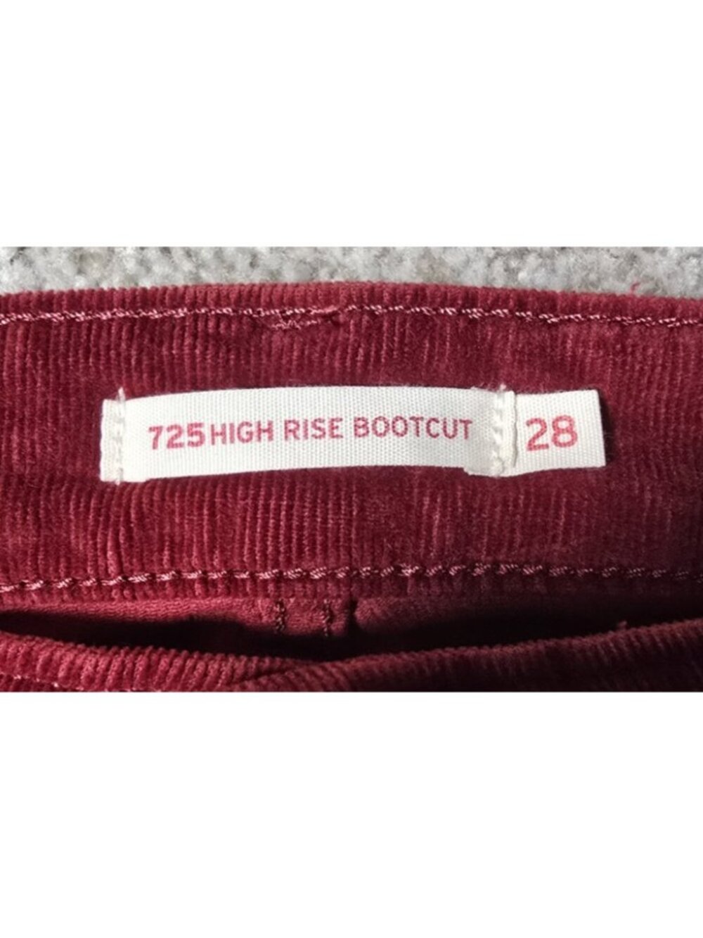 Levi's 725 Red Corduroy Stretch High Rise Bootcut Jeans Western Boho Women's 28 - Picture 10 of 16